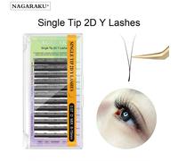 12 lignes NAGARAKU 2DW Extensions de cils faux, naturels, doux, légers, de haute qualité, tissés à la main, en forme de Y et 2D, grappes de cils de maquillage, grappes de cils, cils individuels, faux