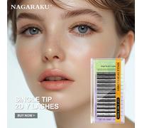 12 lignes NAGARAKU 2DW Extensions de cils faux, naturels, doux, légers, de haute qualité, tissés à la main, en forme de Y et 2D, grappes de maquillage Netlash, grappes de cils, cils individuels, faux