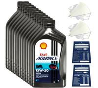 12 Litre Original Shell Advance 4T Ultra 15W50 L'Huile De Moteur Moto 600041556