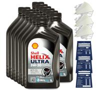 12 Litre Original Shell Helix Ultra Ect 5W30 C3 Huile MB BMW Opel Acea C3 Set