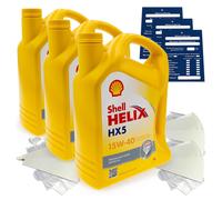 12 Litres Original Shell Helix HX5 15W40 Huile Moteur 550039863 ACEA A3/B3 SET