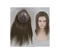 12” Long Human Hair Men’s Toupee 10”x8” Base Size 130 Density Hair Replacement System for Men Straight Hair Herren Perücken(Dark brown)