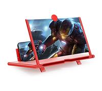12" Loupe d'écran,Écran de Projection loupe de téléphone Portable 3D HD pour Films,vidéos et Support de téléphone Pliable avec amplificateur d'écransur Tous Les Smartphones(Rouge)
