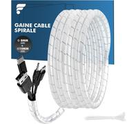 12 m Flexible Spiral Cable Storage Kit for Storing Cables 7 mm - 40 mm Antenna Cable TV/PC/USB/TV/AUX (6 m Diameter 8 mm + 6 m Diameter 10 mm + 10 x Cable Ties, Transparent White)