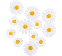 12 marguerites tissu 3cm 4.5cm blanc jaune - artifetes 93474 Jaune