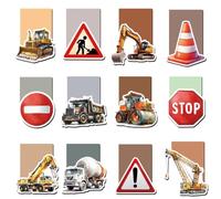 12 marque pages magnétiques pour enfants - anniversaire chantier，Passionnés d'excavatrices, Cadeau bonus enfant,Cadeaux de Pâques, Rentrée scolaire, Cadeau de printemps, Marque-page