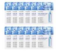 12 Masques pour Visage à l'Acide Hyaluronique, Essence Masque Blanchissant avec Vitamine C, Masque Hydratant Visage, Hydrate et Nourrit la Peau, Améliore le Teint Terne, pour tous les types de peau