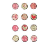 12 Mini Magnets Epoxy - Ø12mm - Coeur et Motifs - Graines Créatives