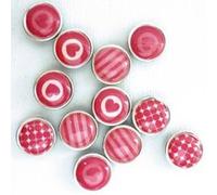 12 mini magnets époxy - Ø17mm - Rose Blanc G