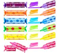 12 Mini Stylos Surligneurs, 6 Couleurs Marqueurs À Surligner, Surligneurs En Forme De Bonbons Pour Mettre En Évidence Un Journal Intime Ou Un Carnet À L'école, Au Bureau