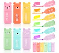 12 Mini Stylos Surligneurs, 6 Couleurs Marqueurs À Surligner, Surligneurs En Forme De Ours Pour Mettre En Évidence Un Journal Intime Ou Un Carnet À L'école, Au Bureau[X920]