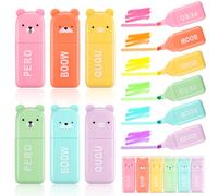 12 Mini Stylos Surligneurs, 6 Couleurs Marqueurs à Surligner, Surligneurs en Forme de Ours pour mettre en évidence un journal intime ou un carnet à l'école, au bureau