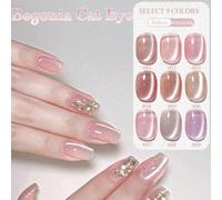 12 ml Vernis à ongles gel rose nude à effet œil de chat. Nouvelle collection printemps-été 2025. Ongles translucides, effet porcelaine blanche éclair, perle de verre légère. Accessoires nail art spéci