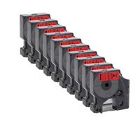 12 mm 5 / 10pk 45013 D1 TABLE Étiquette compatible avec LabelManager 160 280 L'imprimante de l'étiquette fonctionne avec 45013 45010 45016 45017 45018 45019 Capes d'étiquette(10PK Black on Red)