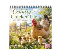 12 mois 2027 Countryside Chicken Lifestyle Easy Note | Calendrier mensuel - Décoration murale pour la maison, le bureau, la chambre à coucher, le bureau, l'entrée de la ferme