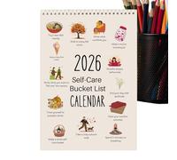 12 Month Inspirational Goal Planner With Motivational Illustrations, 2026 Bucket List Calendar Inspirational Goal Planner & Mental Health Wall Calendar | Decorative Wall List For Faimly Home Offices