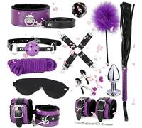 12 Morceaux Cuir Multifonctionnel Ensemble D'EntraîNement, BâTon De Plume, Corde De Nylon, Masque D'œIl De Sommeil, Chambre Portable Ensemble D'Accessoires D'EntraîNement-D-4 (Violet + Noir)