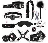 12 Morceaux Cuir Multifonctionnel Ensemble D'EntraîNement, BâTon De Plume, Corde De Nylon, Masque D'œIl De Sommeil, Chambre Portable Ensemble D'Accessoires D'EntraîNement-D-4 (Noir)