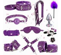 12 Morceaux Cuir Multifonctionnel Ensemble D'EntraîNement, BâTon De Plume, Corde De Nylon, Masque D'œIl De Sommeil, Chambre Portable Ensemble D'Accessoires D'EntraîNement-D-4 (Violet)