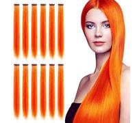 12 Morceaux De Perruque Orange, Extensions De Cheveux Directes, Accessoires De Conception De Coiffures, Perruques Pour Femmes, Perruques À La Mode Et Personnalisées.