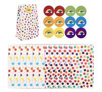 12 Morceaux De Sacs En Papier À Pois, 12 Morceaux D'Autocollants De Scellage Arc-En-Ciel, Poches Plates, Sacs De Bonbons, Sacs Cadeaux Colorés, Sacs De Bonbons De Fête