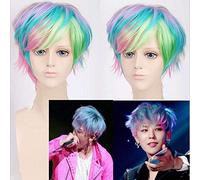 12"multicolores courts moelleux couches synthétiques cheveux cosplay perruques résistance à la chaleur Bigbang G-Dragon Kwon Ji Yong PL-653