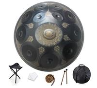 12 notes 22 pouces Handpan, D-Minor 432 Hz Steel Drum Percussion Instrument, Mandala Musical Performance Handmade Healing Musical Instrument Gift Black