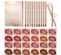 12 Nude Crayons à Lèvres,Mince Ensemble de Matte Maquillage,Application Lisse Crayon à Lèvres,Imperméable Longue Durée Rouge à lèvres mat