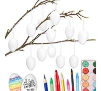 12 Oeufs de Pâques Blancs en Papier mâché | Décoration de Pâques Classique pour Les Branches et Les Arrangements de Pâques | Oeufs à Peindre et à écrire 4x6 cm | Pâques