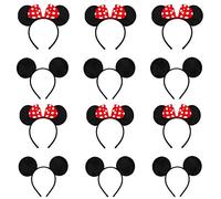 12 Oreilles de Minnie Mouse, Mickey Minnie Bandeaux, Utilisé Pour la Mascarade, Fête D'anniversaire, Soirée, Club de Dessin Animé (Rouge et Noir)