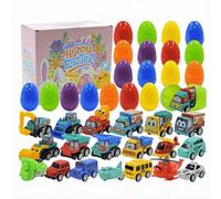 12 ou 20 Œufs de Pâques Pré-Remplis Avec Voitures de Construction À Traction Arrière, Ensemble Coloré de Véhicules d'Ingénierie, Paniers de Pâques Et Chasse Aux Œufs Pour Enfants, Garçons, Filles