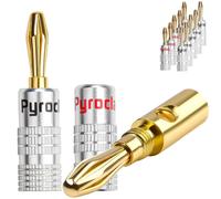 12 Pack 24K Gold Plated Banana Plug Speaker Banana Plug 0.75mm to 4.5mm for Speaker Cable,Amplifier,Hi-Fi Speakers,AV Receivers,Screw-On (6 Pairs)