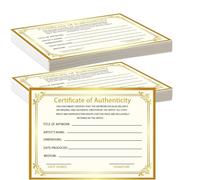 12 Pack 5x7 Certificate of Authenticity - Gold Foil Certificates for Appraisals and Artwork Gifts for Artists and Craftsmen with 1.5" Sticker