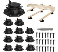 12-Pack Adjustable Deck Support Pedestals, 1.18"-2.36" (30-60 mm), for 2x4 & 2x6 Joist Framing with Screws for Deck
