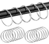 12 Pack Anneaux de Rideau de Douche, Crochets Rideau Douche antirouille en Argent, Crochets Ronds en métal pour Salle Bain, Les fenêtres, décoration intérieure, s'ouvrent et se Ferment Facilement