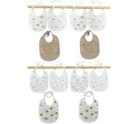 12-Pack Boys Cotton Bibs Double Layer Soft Baby Bib Set Mixed Pattern Feeding Bibs