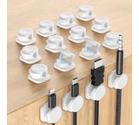 [12 Pack] Clips Câble, Magnetique organisateur de cable, Organisateur Câble avec Auto-adhésifs, Magnetic Cable Clips, Support Cable pour Maison, Bureau range Cable Management - Blanc