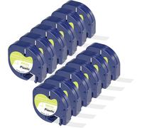 12 Pack Compatible Labels for Letratag Label Tape 12mm x 4m,Replacement Labeling Tape for LetraTag Plastic White,for LT-100H LT-100T 200B XR XM,Black