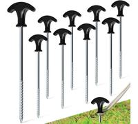 12 Pack Galvanized Tent Pegs Rustproof Heavy Duty Camping Ground Ground Stakes Screw Spike 20cm Strong Wind Resistance Tent Accessories For Garden Camping Travel