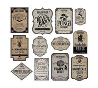 12 Pack Halloween Wine Bottle Labels Peel and Stick Party Decor Stickers | Pack of 12 festive Halloween wine bottle labels. Easy to peel and apply without Rèsidue for party decor, favors & Ģifts.