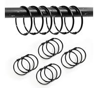 12 Pack Inoxydable Anneau Rideau, 50mm Anneaux de Rideau de Douche, Ronds Métal Anneaux Rideaux, Crochets de Rideau de Douche antirouille, pour Rideaux,Rideaux de Douche et Rideaux de Porte (Noir).