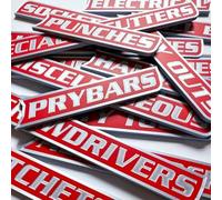 12 Pack Magnetic Tool Box Labels, Reusable Magnetic Labels for Steel Toolboxes, Carts, Drawers & Cabinets, Garage Tool Organization Accessories (Red)