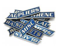 12 Pack Magnetic Tool Box Labels, Strong Hold Reusable 3D-Printed Labels for Garage Workshop & Tool Carts｜Quick Identification Organizer for Mechanics & DIY Enthusiasts (Blue,12pcs)