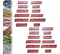 12 Pack of Magnetic Toolbox Labels - 12/24/36Pcs Toolbox Labels Magnetic, Reusable General Tool Box, Easy to Stick and Remove (Red,24Pcs)