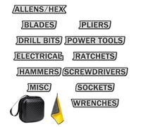 12 Pack of Magnetic Toolbox Labels, 3D-Printed Magnetic Tool Box Labels, Reusable Toolbox Organization Stickers, Strong Embedded Magnet, Easy to Read Printing (White)