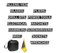 12 Pack of Magnetic Toolbox Labels, 3D-Printed Magnetic Tool Box Labels, Reusable Toolbox Organization Stickers, Strong Embedded Magnet, Easy to Read Printing (Black)