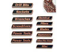 12 Pack of Magnetic Toolbox Labels, 3D Printed Tool Box Labels, General Tool Box Organize Accessories, Quick Identifying, Reusable Tags for Steel Toolboxes, Carts, Drawers, and Cabinets (Orange)