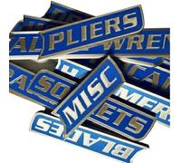 12 Pack of Magnetic Toolbox Labels, 3D-Printed Tool Box Labels, General Tool Box Organize Accessories, Durable Premium Set for Tool Chest Cabinet, Reusable Tags (Blue)