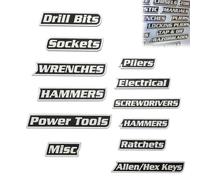 12 Pack of Magnetic Toolbox Labels, 3D Printed Tool Box Labels, General Tool Box Organize Accessories, Quick Identifying, Reusable Tags for Steel Toolboxes, Carts, Drawers, and Cabinets (Black)