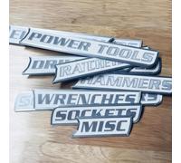 12 Pack of Magnetic Toolbox Labels, 3D-Printed Tool Box Labels, Reusable Magnet Tags, for Steel Toolboxes, Carts, Drawers, and Cabinets (White)